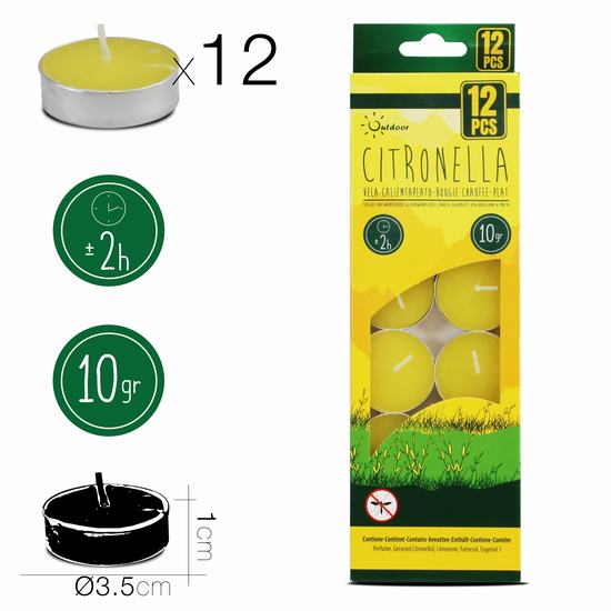 BOUGIE CHAUFFE-PLAT CITRONNELLE X12 10 gr - 2 Heures