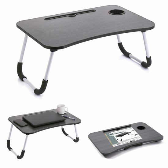 TABLE PLIABLE COUL. NOIR P/ORDINATEUR PORTABLE 60 x 40 x 26 cm