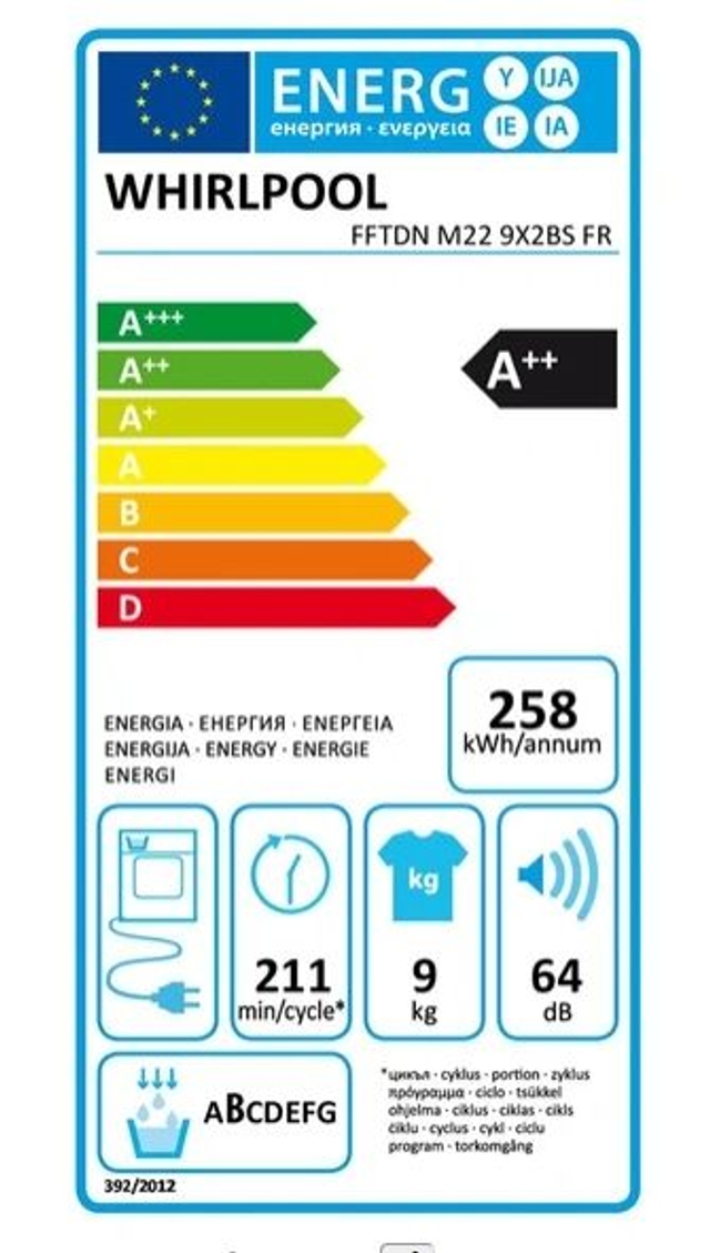 Sèche-linge WIRLPOOL pompe à chaleur 9kg