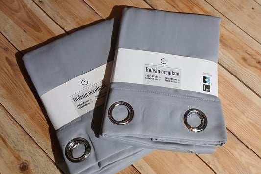 2 rideaux occultants gris 140x280cm