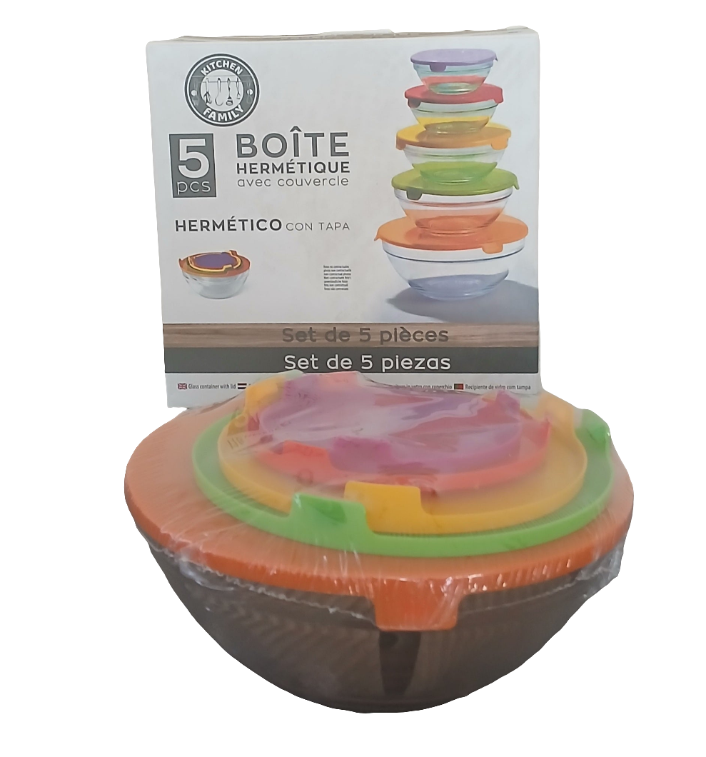 Boite Hermetique avec couvercle  Set de 5 Pcs