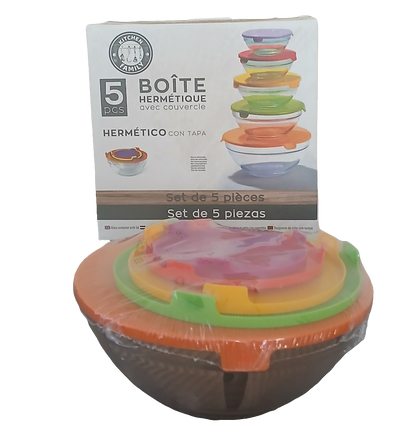 Boite Hermetique avec couvercle  Set de 5 Pcs