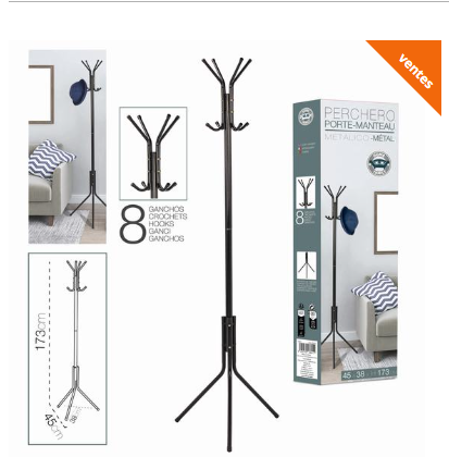 PORTE-MANTEAU NOIR MÉTAL