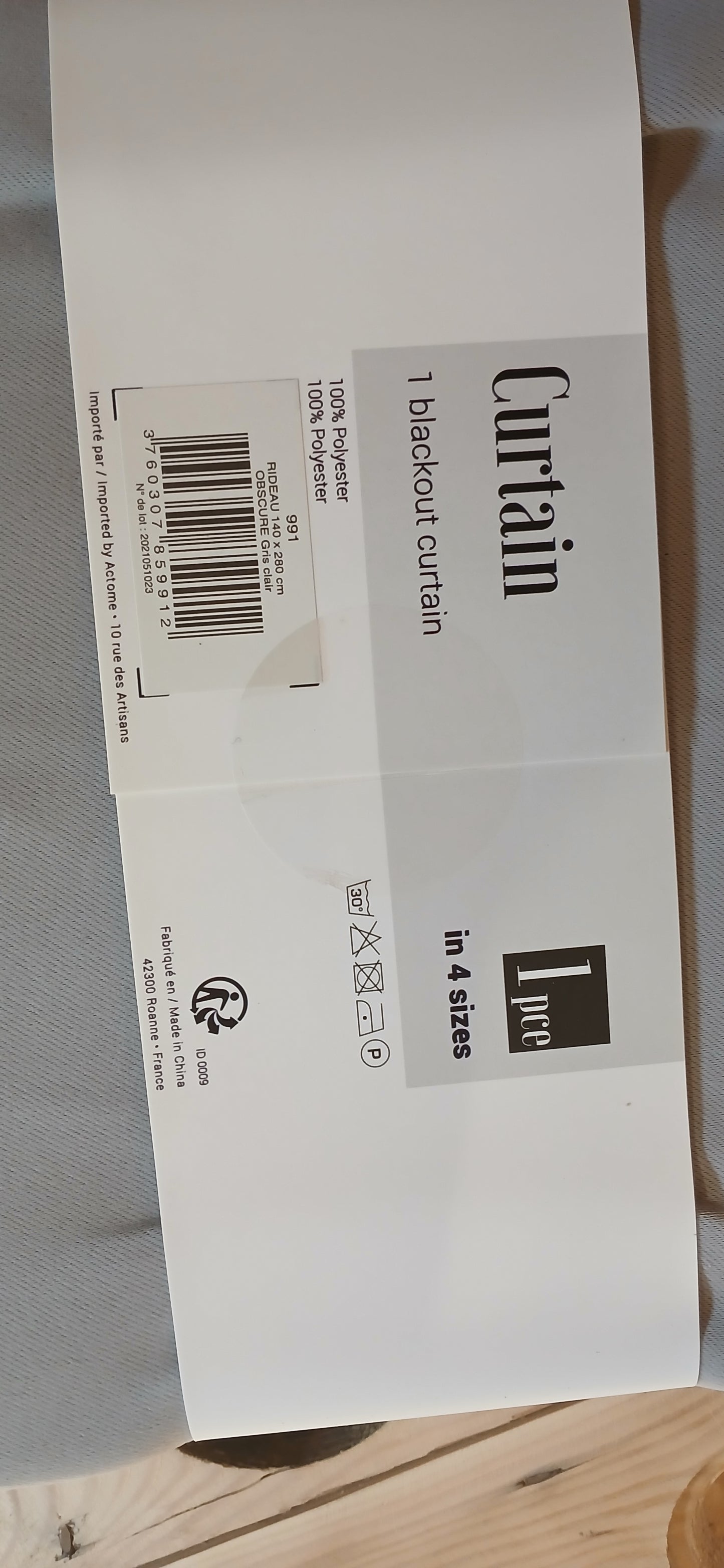 2 rideaux occultants gris 140x280cm