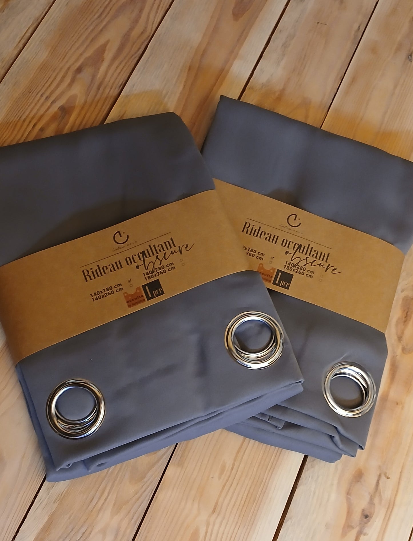 2 Rideaux occultants Anthracite 140x180cm