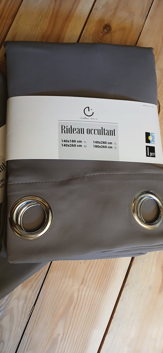 2 rideaux occultants gris clair 140x260cm