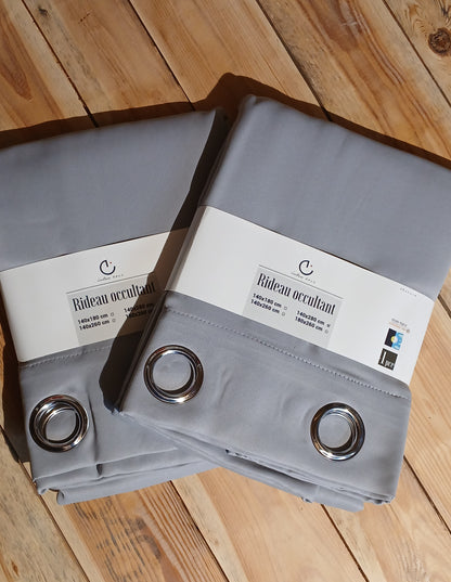 2 rideaux occultants gris 140x280cm