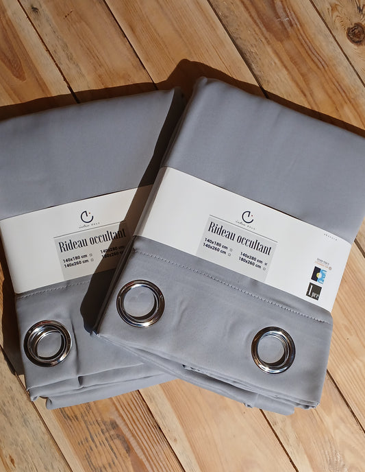 2 rideaux occultants gris 140x280cm