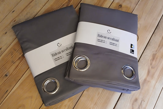 2 rideaux occultants gris clair 140x260cm