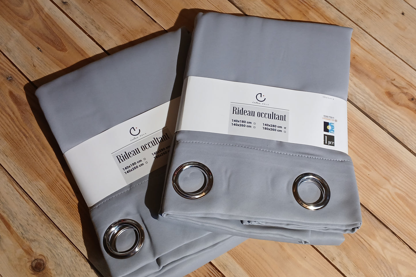 2 rideaux occultants gris 140x280cm