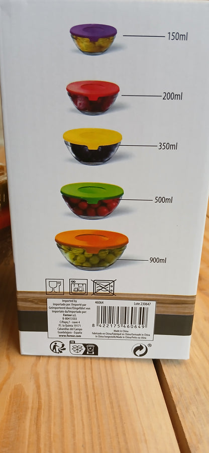 Boite Hermetique avec couvercle  Set de 5 Pcs