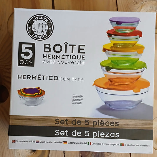 Boite Hermetique avec couvercle  Set de 5 Pcs